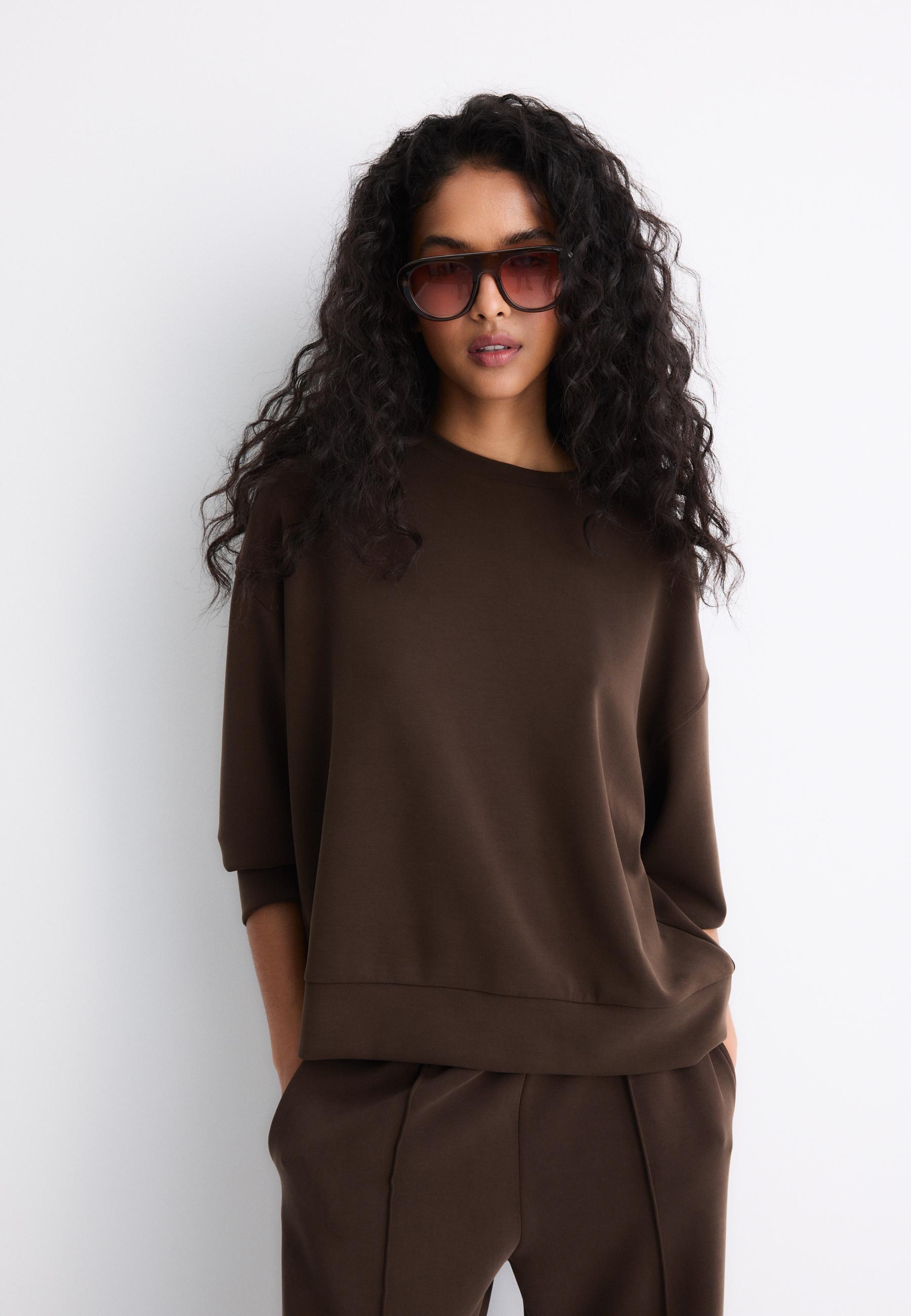 Basic soft-touch sweatshirt — Brown