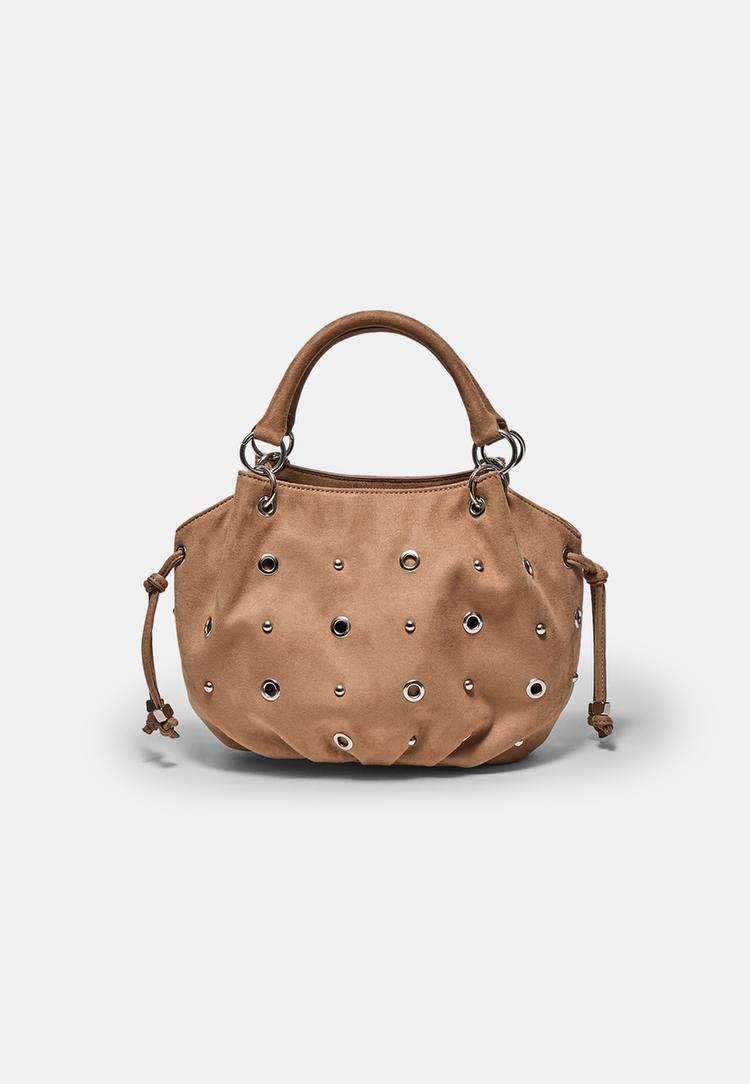 Stradivarius Στρογγυλή Τσάντα Χιαστί Με Λεπτομέρεια Τρουκς Καραμελέ Os