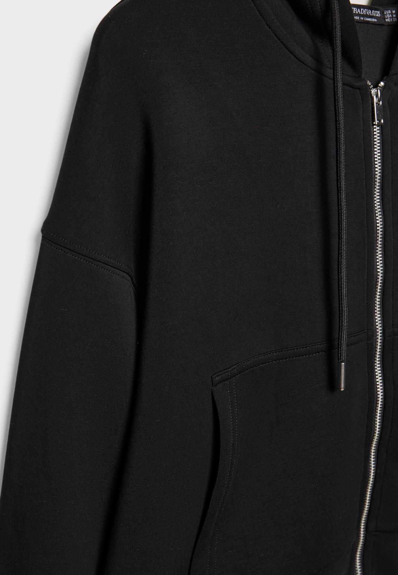 Soft-touch zip-up sweatshirt — Black