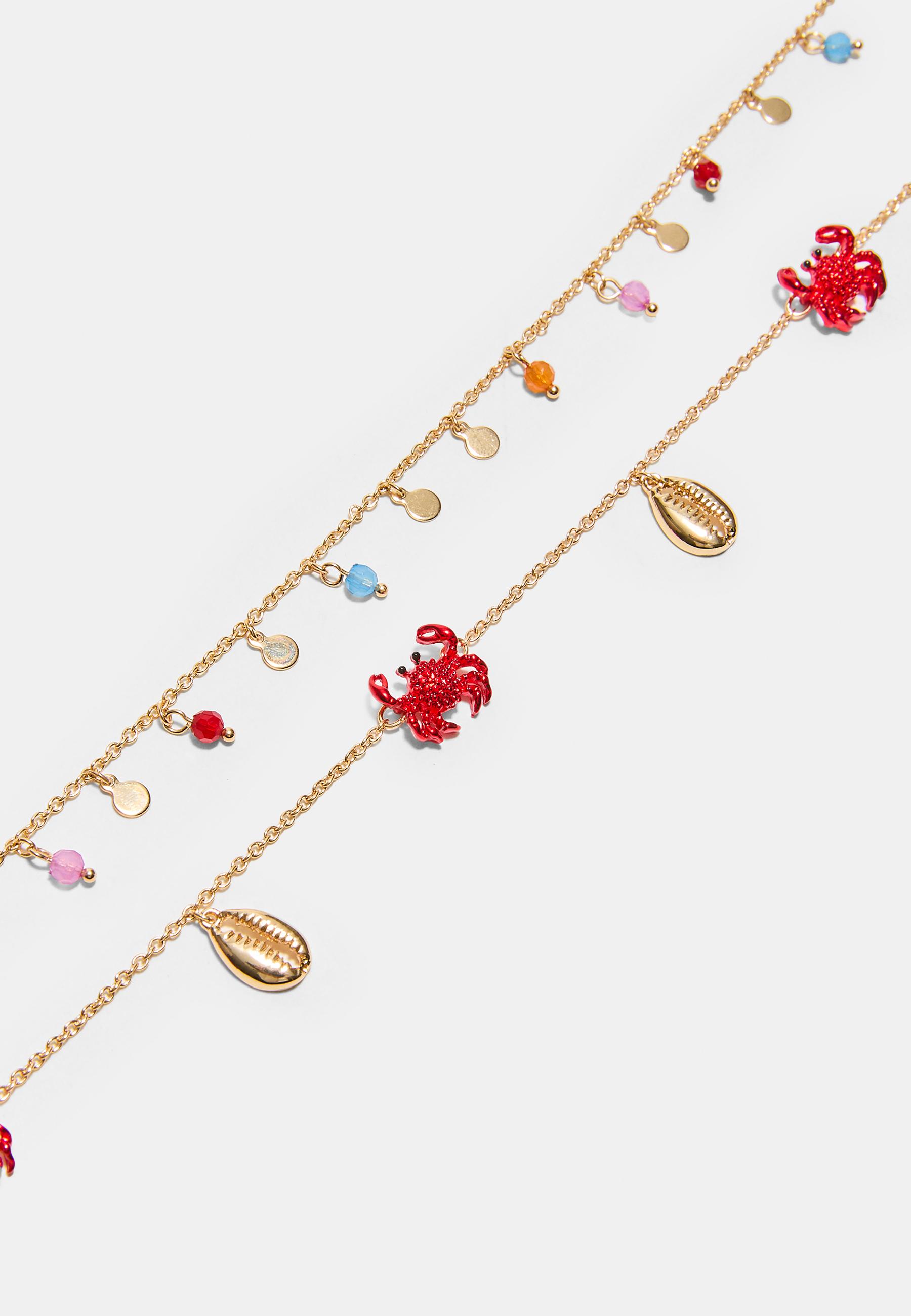 Multi-position mini sea charm necklace — Gold
