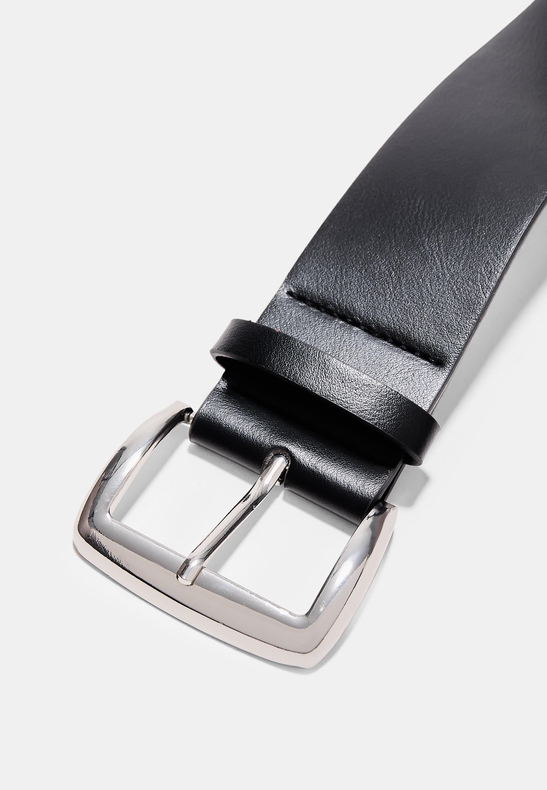 Semi-wide faux suede belt — Black