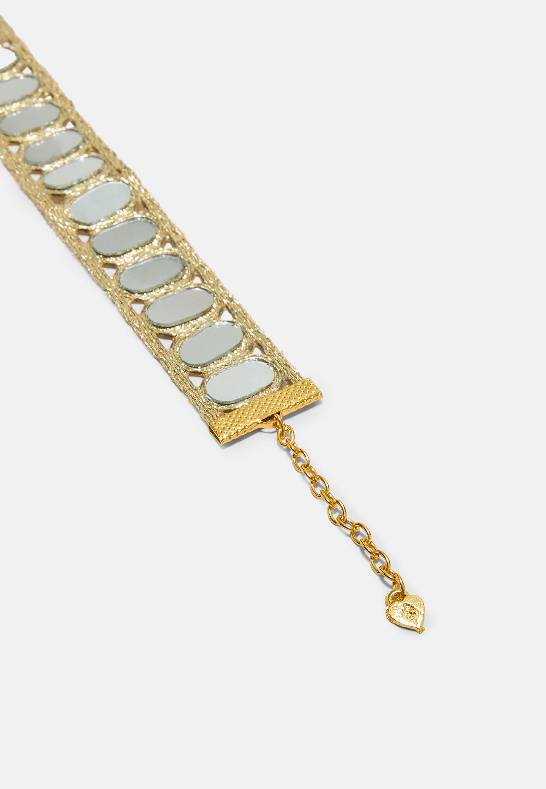 Choker necklace with mini mirrors — Gold