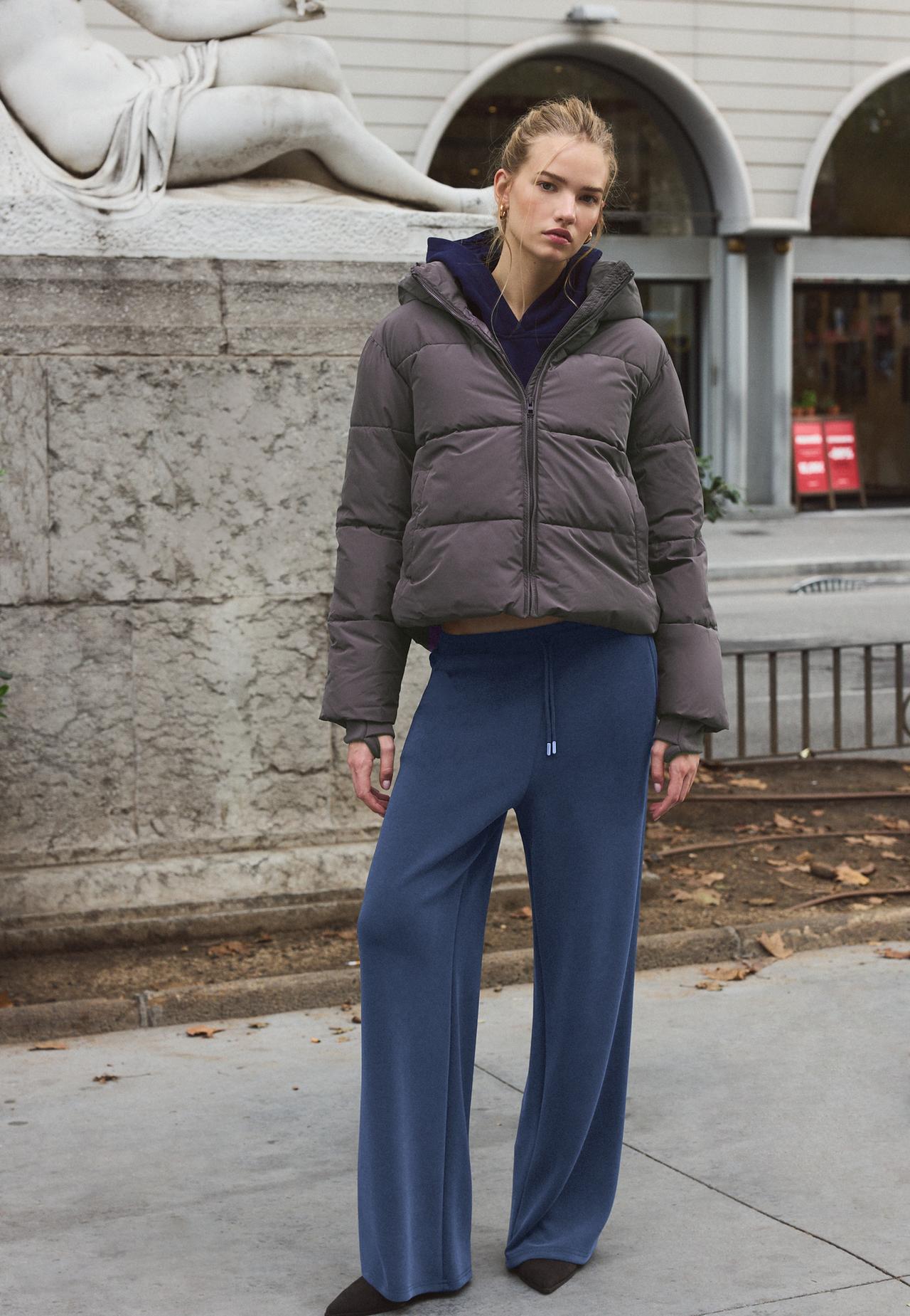 Basic hooded padded jacket — Dark grey