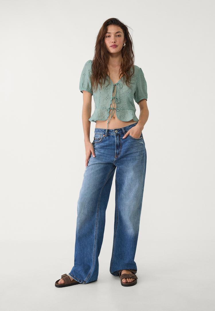 blusa fluida nudos bordada