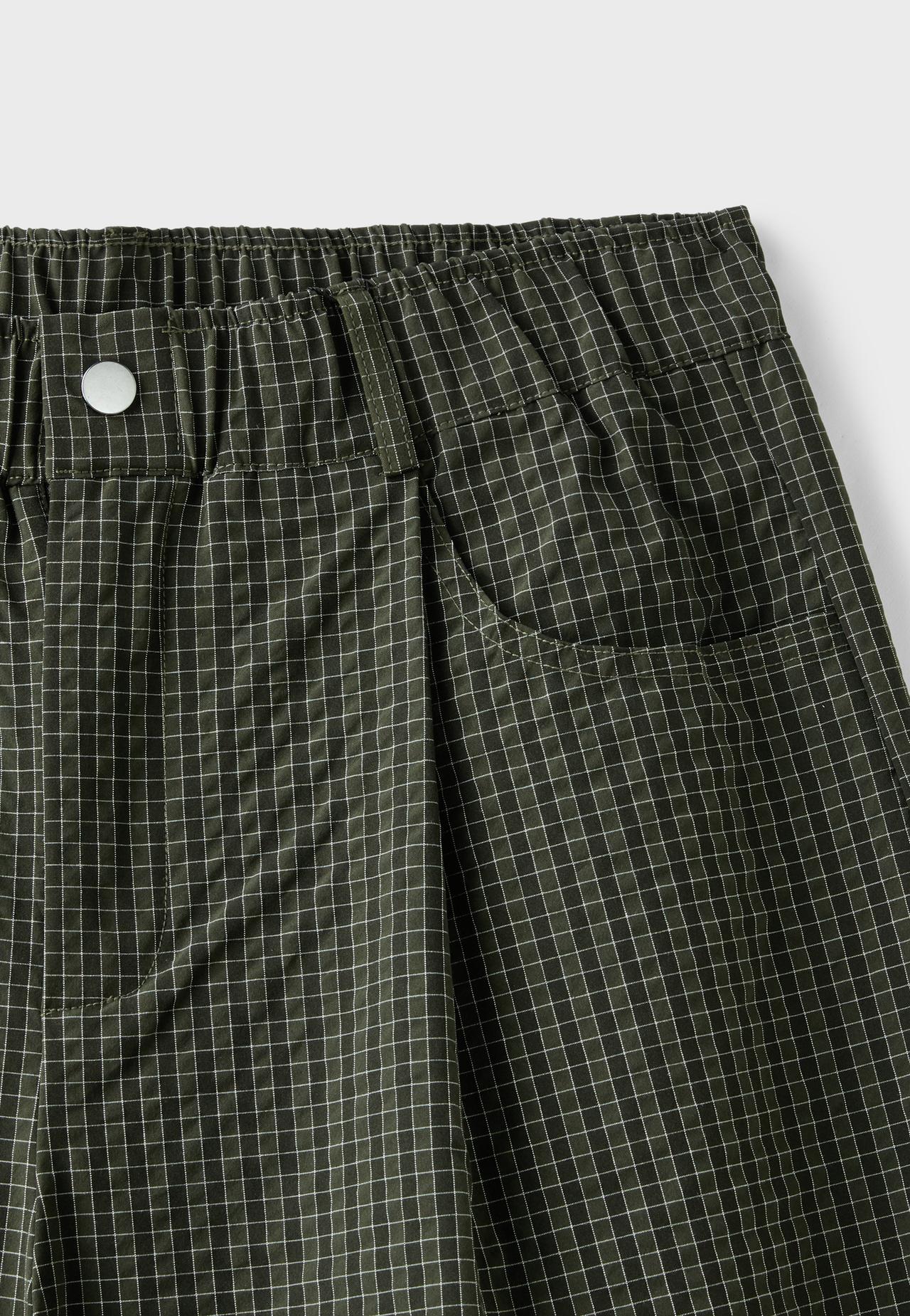 Check parachute trousers — Khaki