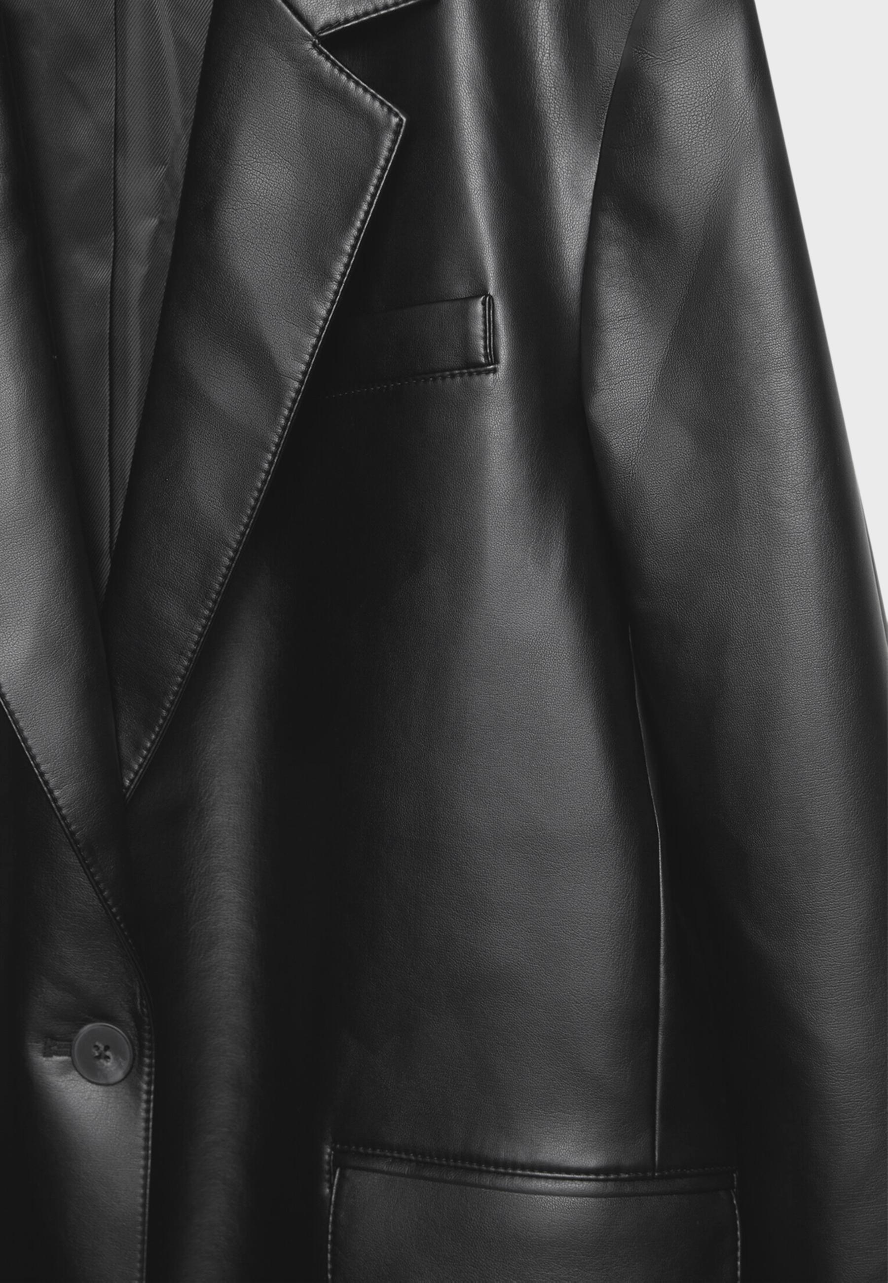 Regular fit leather effect blazer — Black