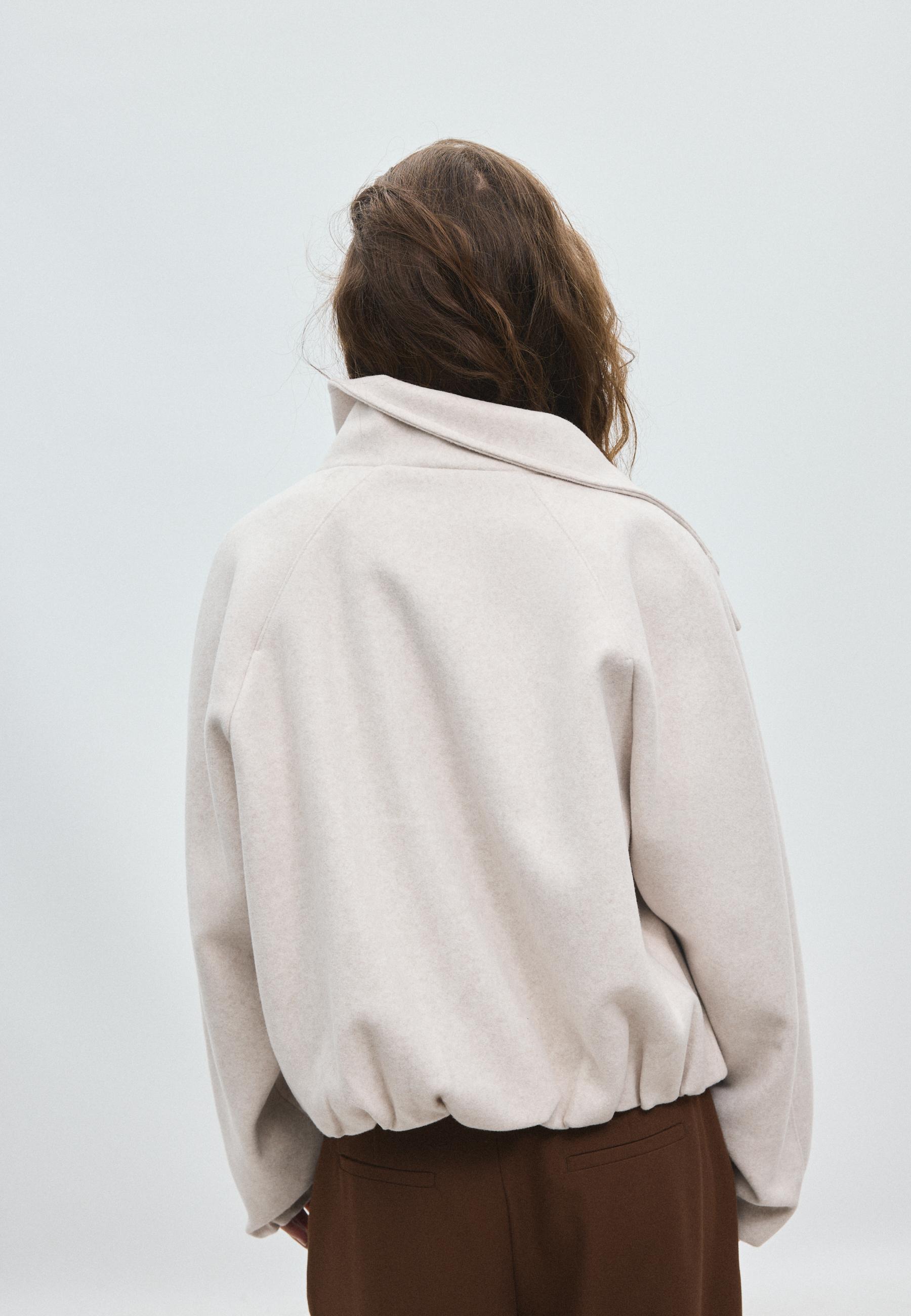 Soft-touch bomber jacket — Ecru