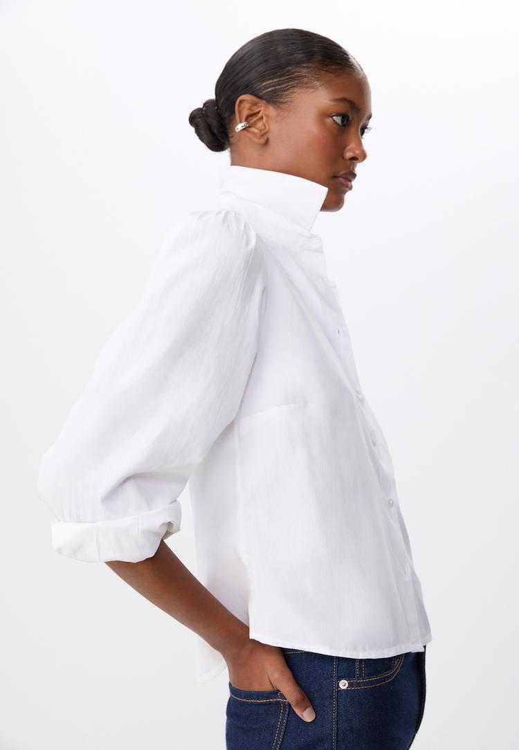 basic poplin buzgulu gomlek