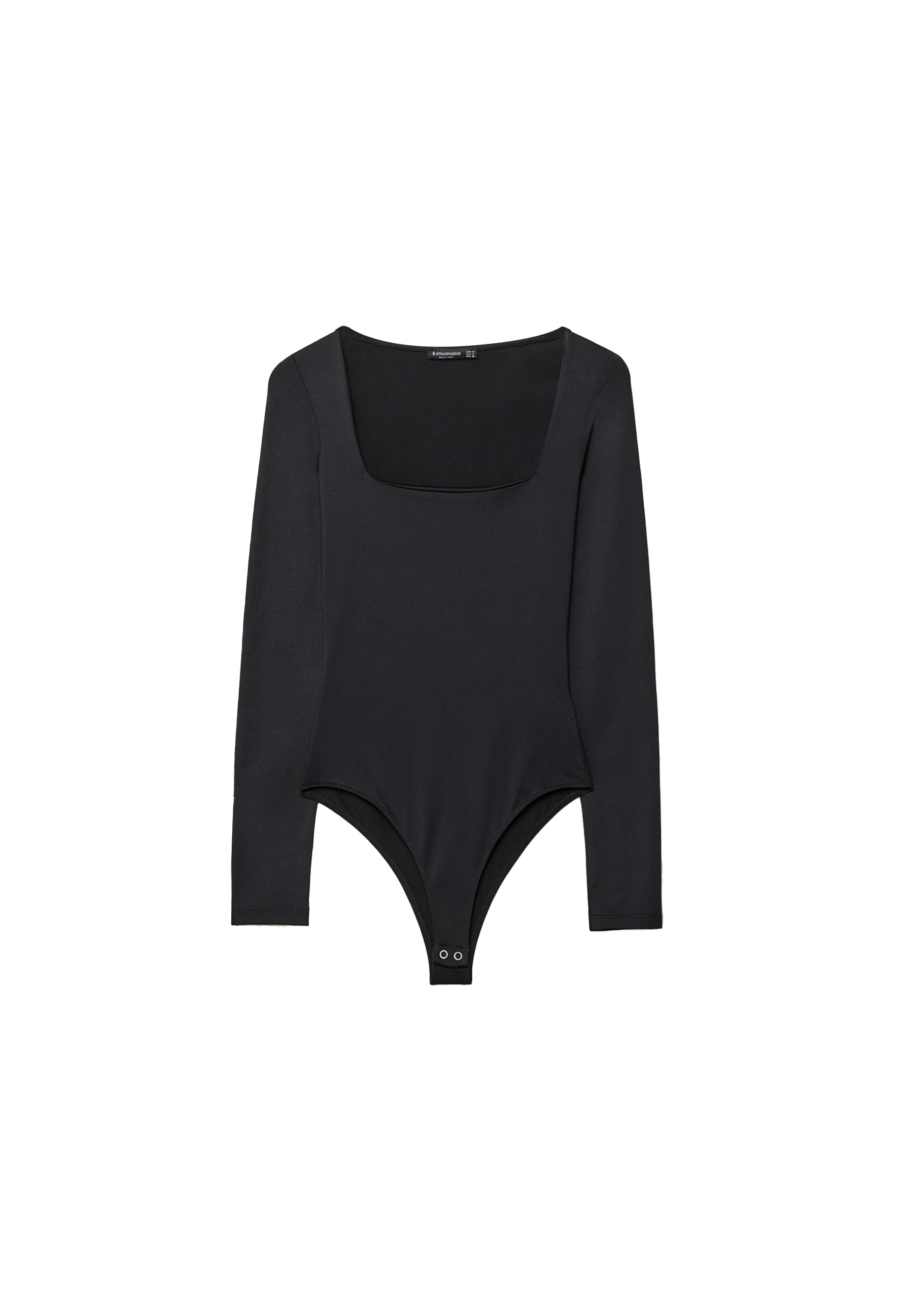Long sleeve square neck bodysuit — Black