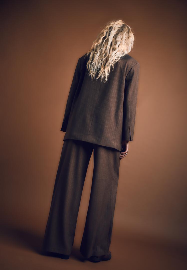 pantaloni eleganti a righe con pinces