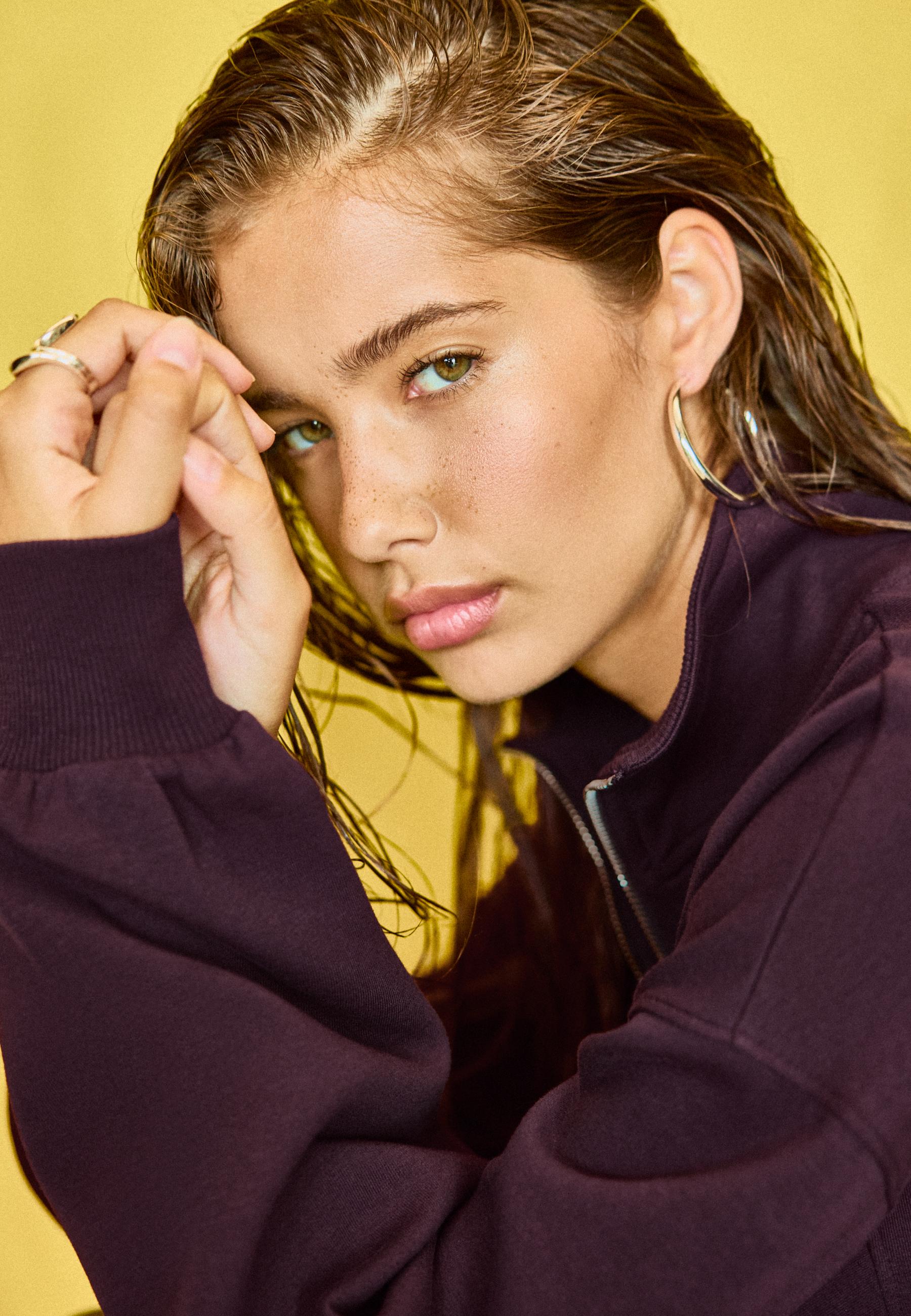 B10 Zip-up sweatshirt with collar — Dark purple