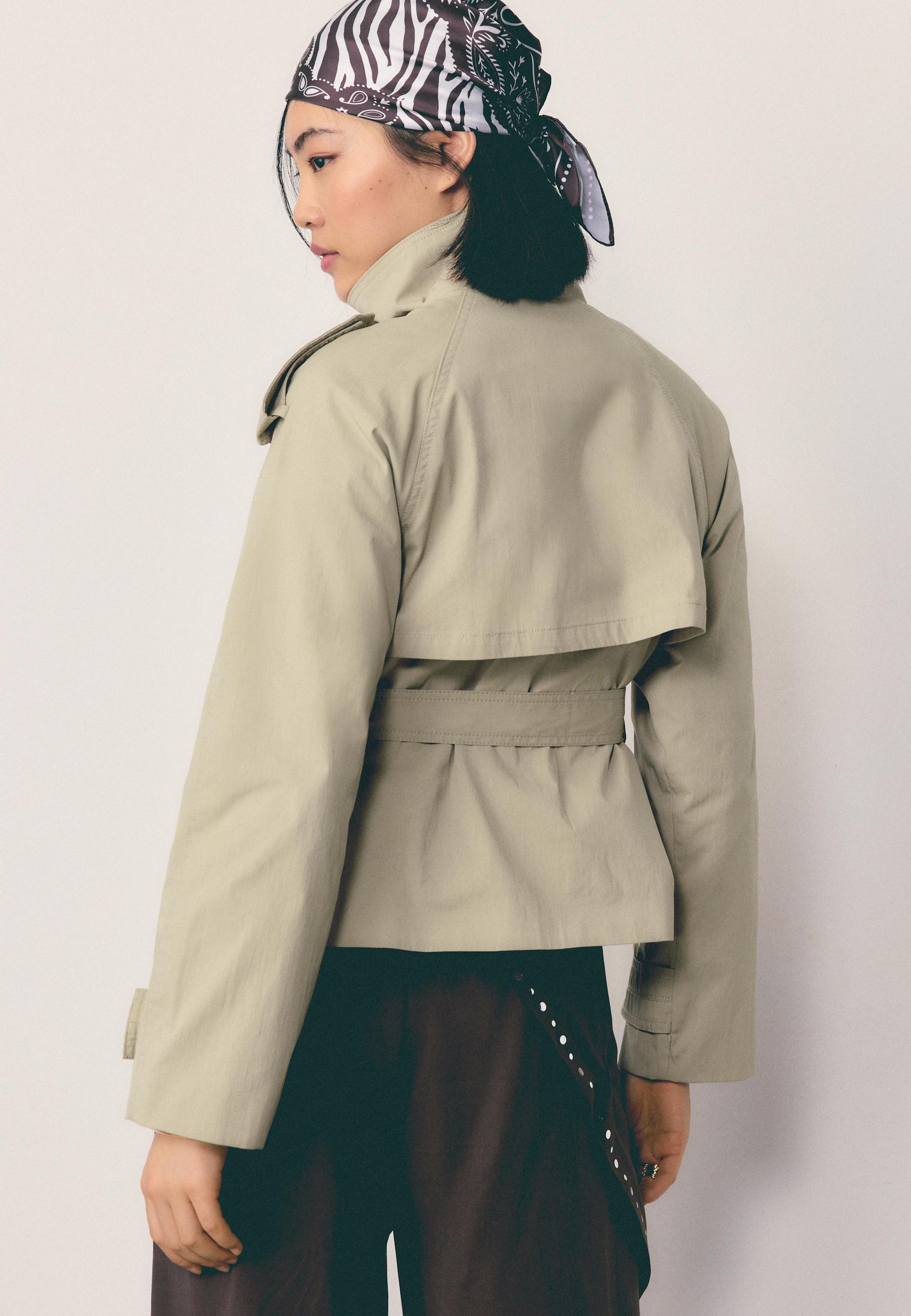High neck belted trench coat — Beige