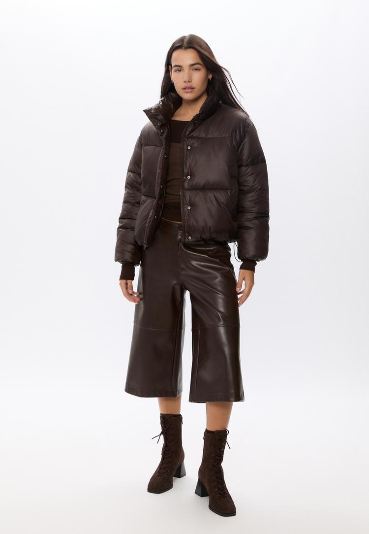 satin effect puffer jacket