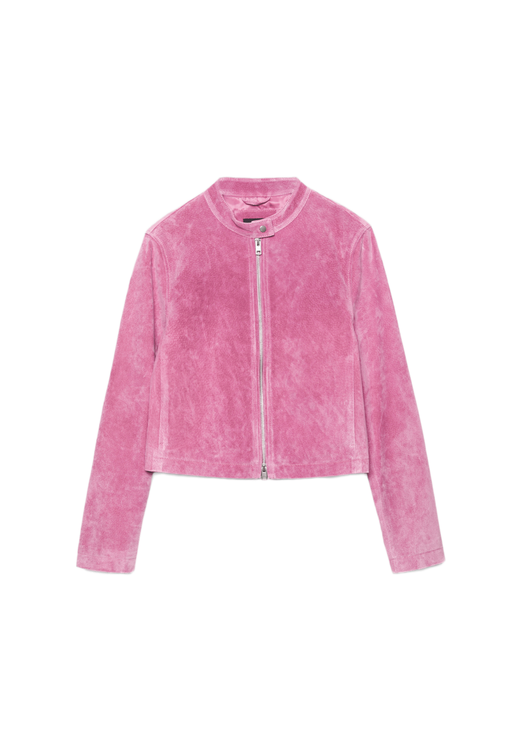 100% leather biker jacket — Bubblegum pink