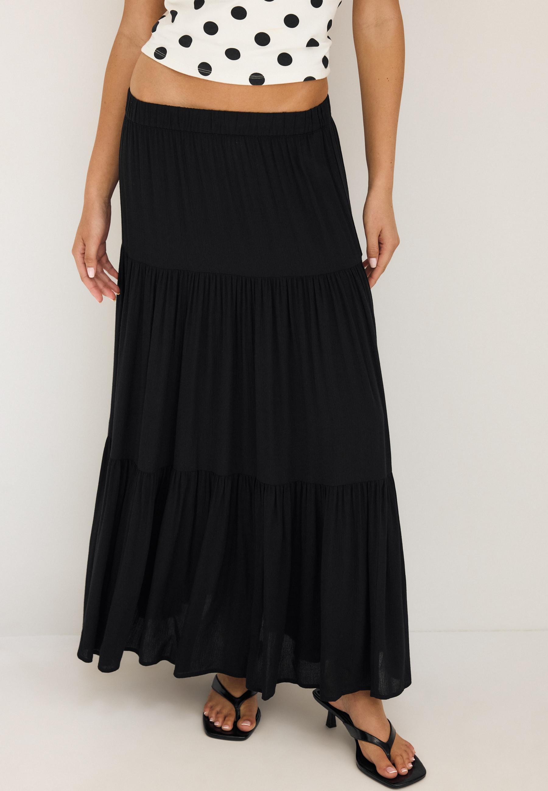 Stradivarius Μίντι Φούστα Boho Μαύρο S