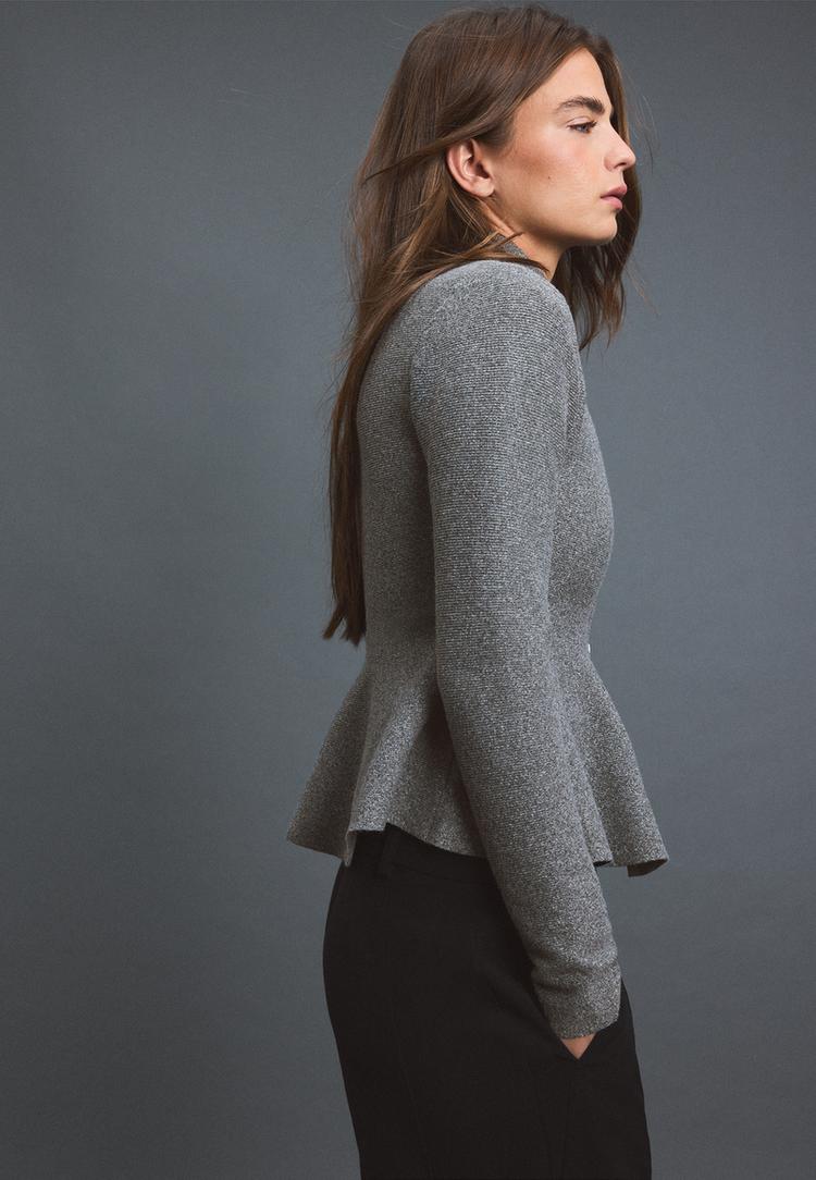 Peplum knit sweater — Dark grey