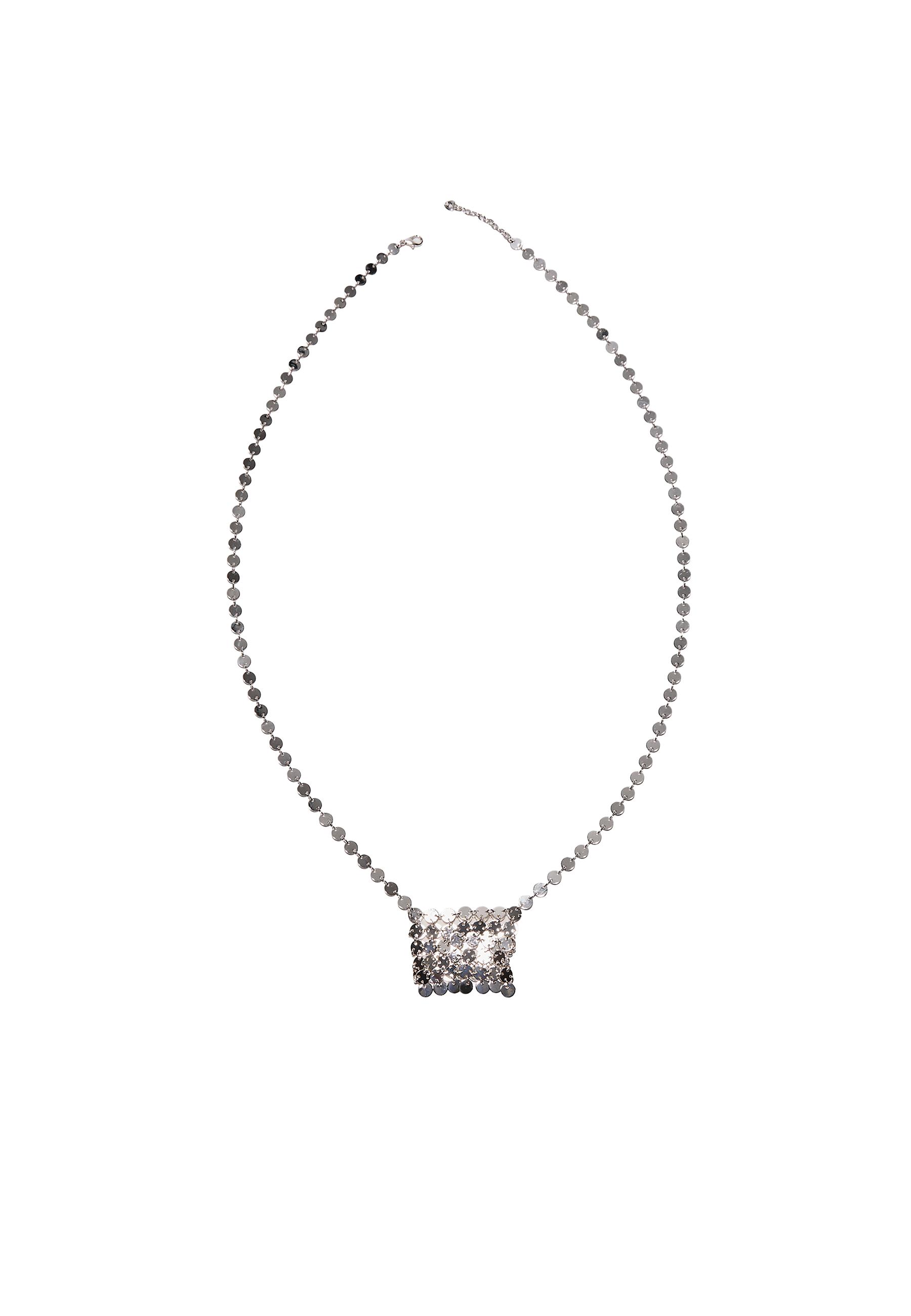 Metal mesh charm necklace — Gold