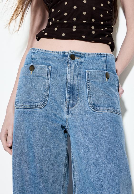 Stradivarius D77 Minimalist Jeans With Pockets Medium Light Blue Denim 12