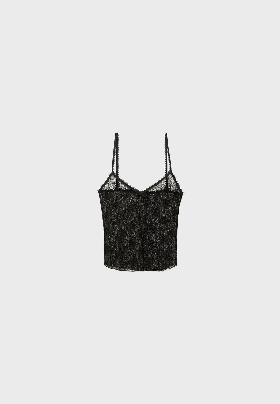Verdusa Women's Tiered Lace Cami Top - Sheer Peplum Crop Top With Spaghetti Straps