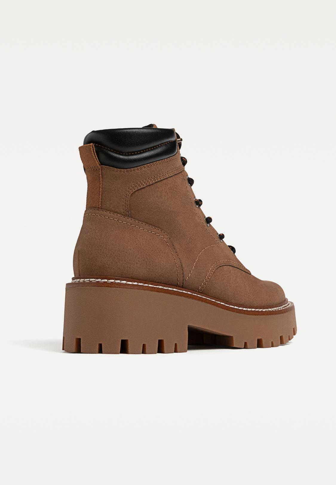 Botines Planos De Ante Botines Planos Acordonados Estilo Montaña