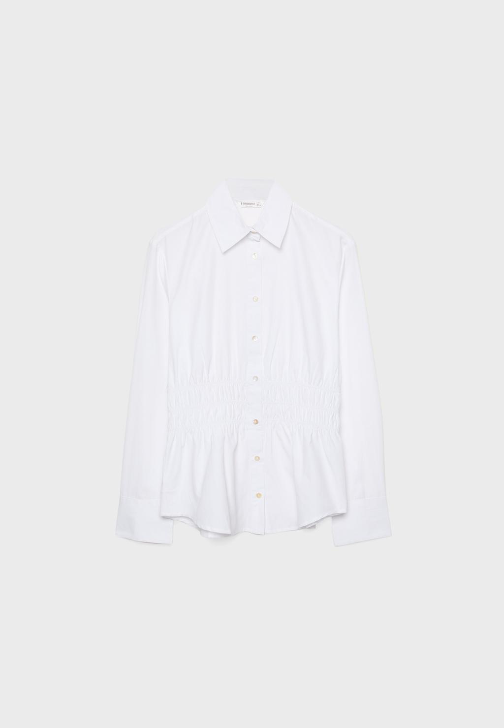 חולצת פופלין עם כיווצים