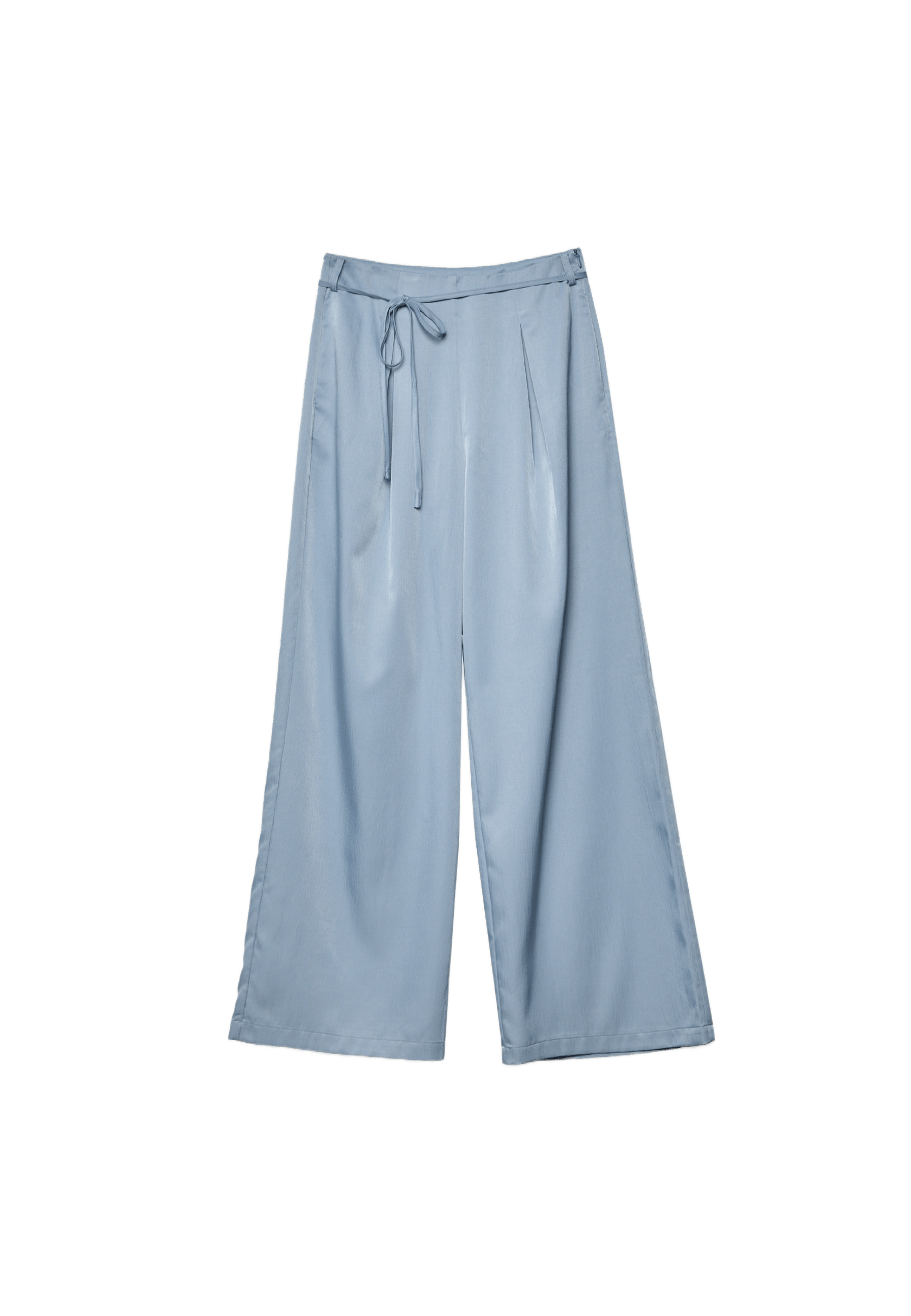 Flowing creased-effect trousers with tie — Sky blue