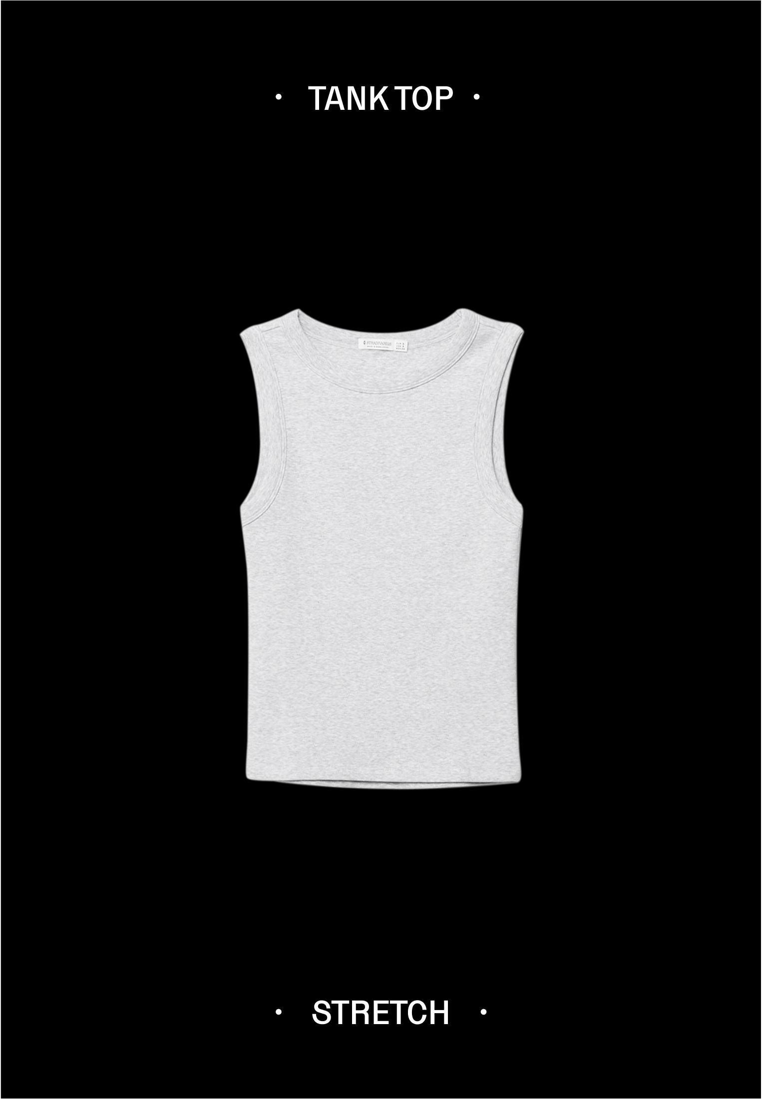 B04 Basic fitted sleeveless top — Grey melange