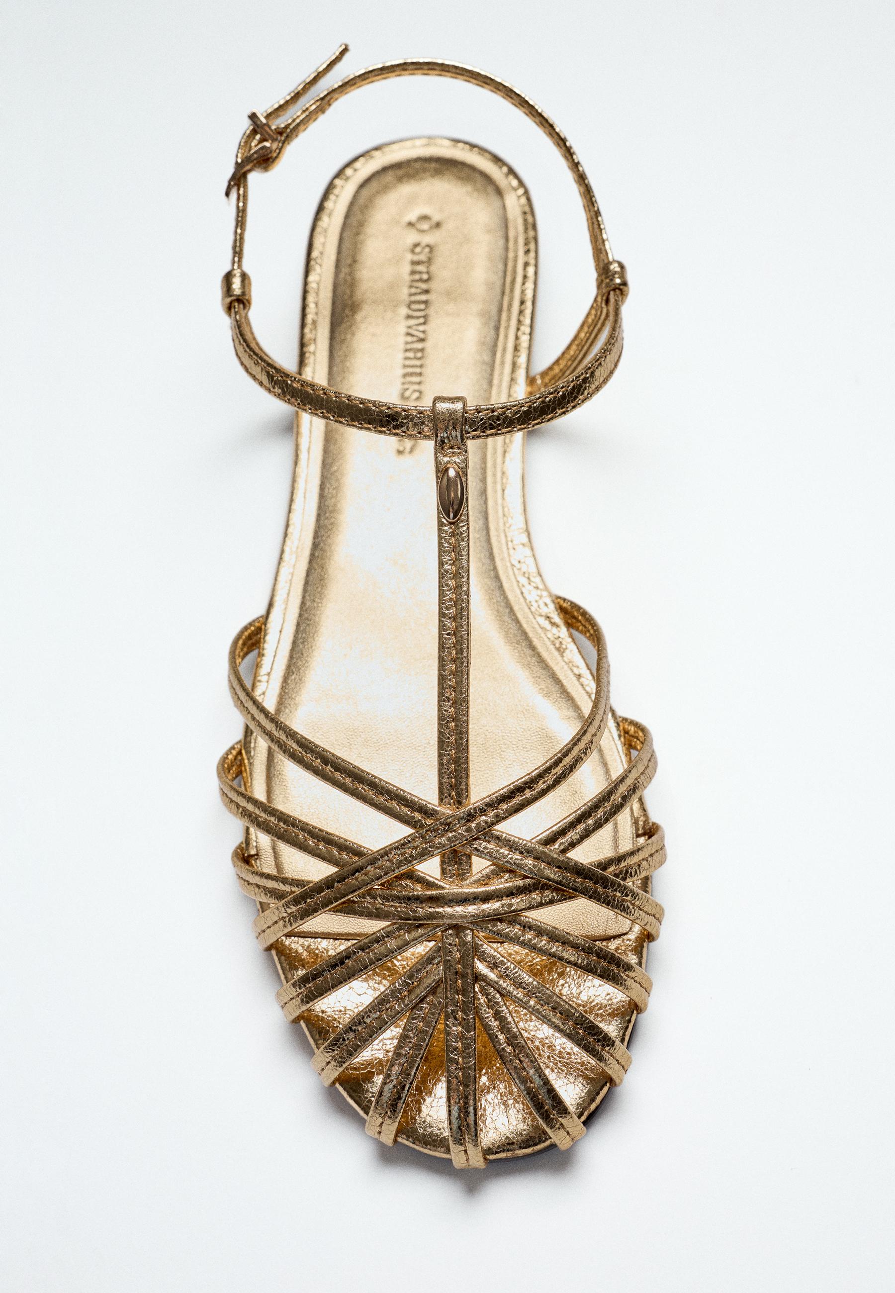 Thin-sole cage sandals — GOLD 