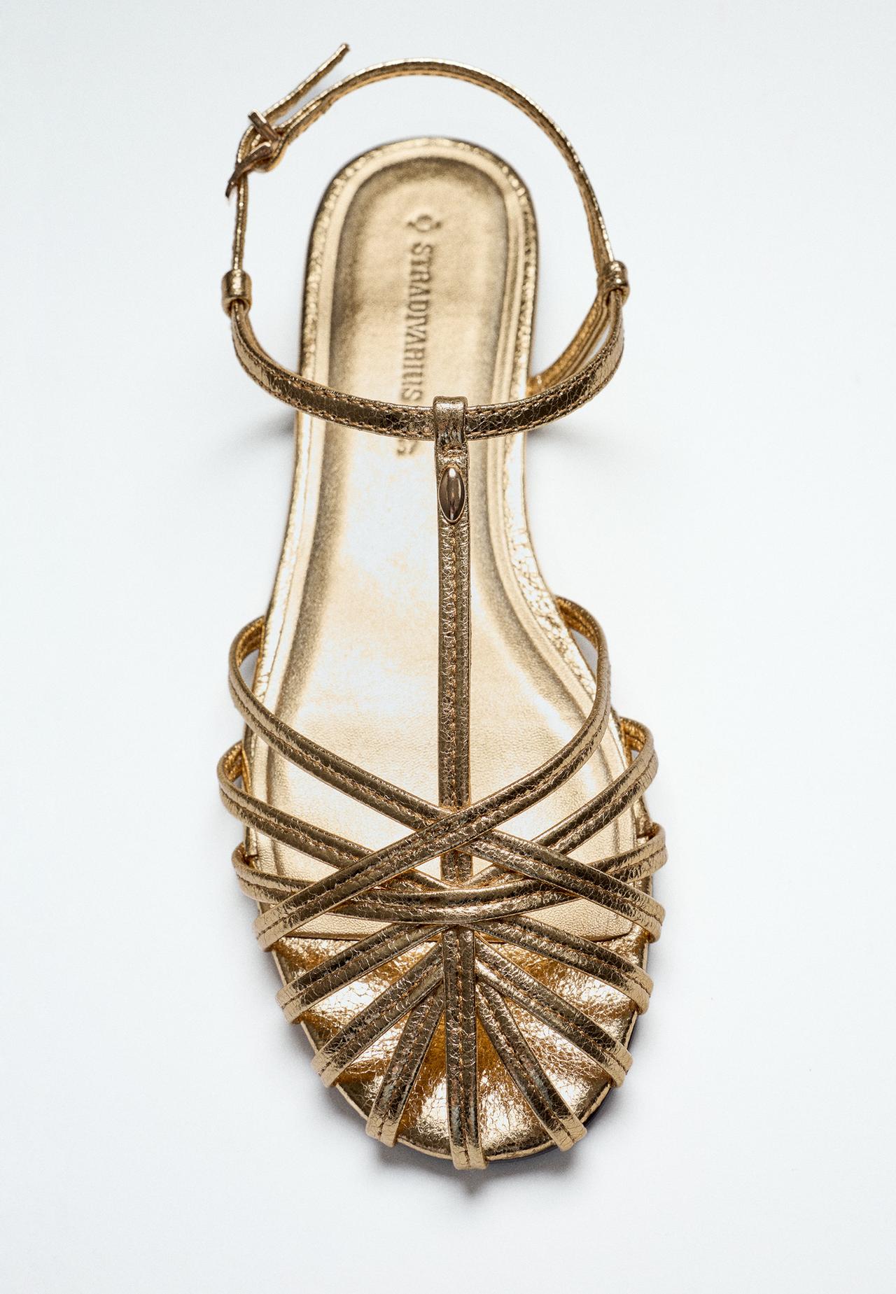 Cage sandals with thin sole — GOLD 