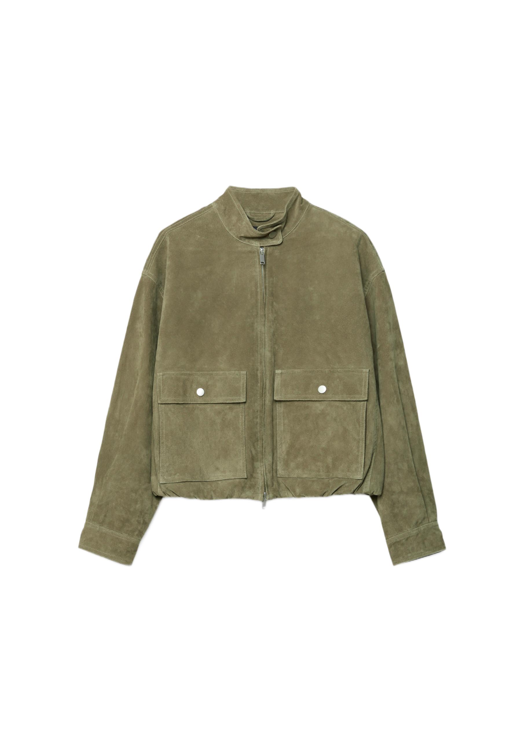 Leather jacket with pockets — Khaki