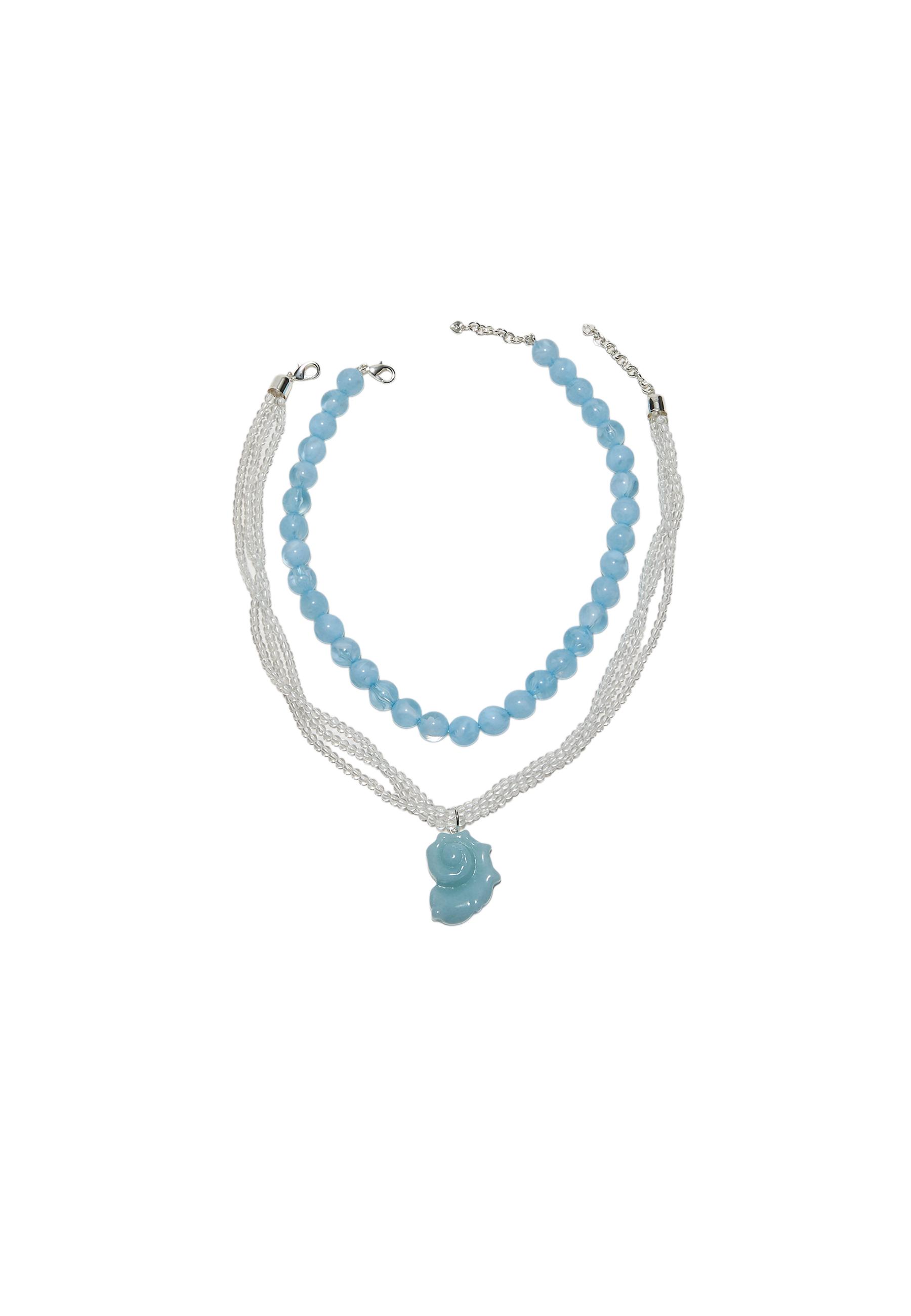 Set of 2 bead and seashell necklaces — Blue