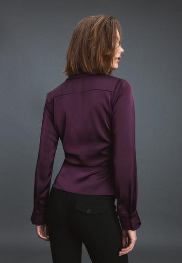 Gathered sateen shirt — Purple 5
