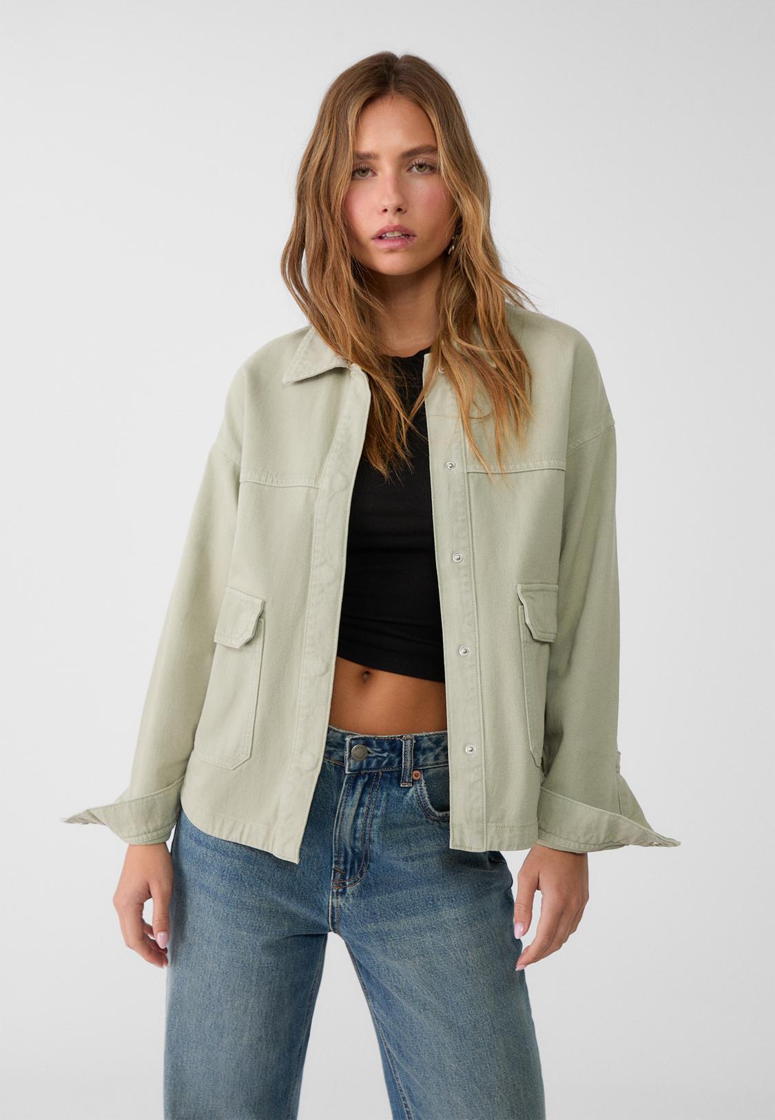 Sobrecamisa Verde Sobrecamisa Marron Stradivarius La Chaqueta De