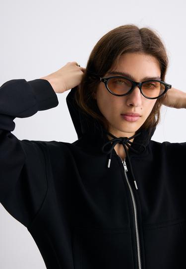 Soft-touch zip-up sweatshirt — Black 3