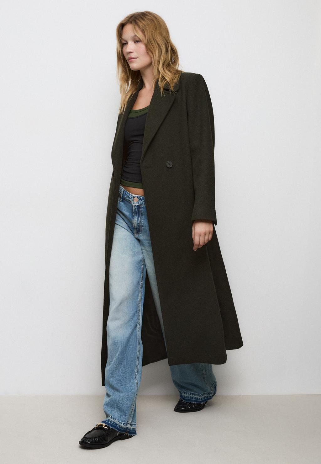 Long coat with belt