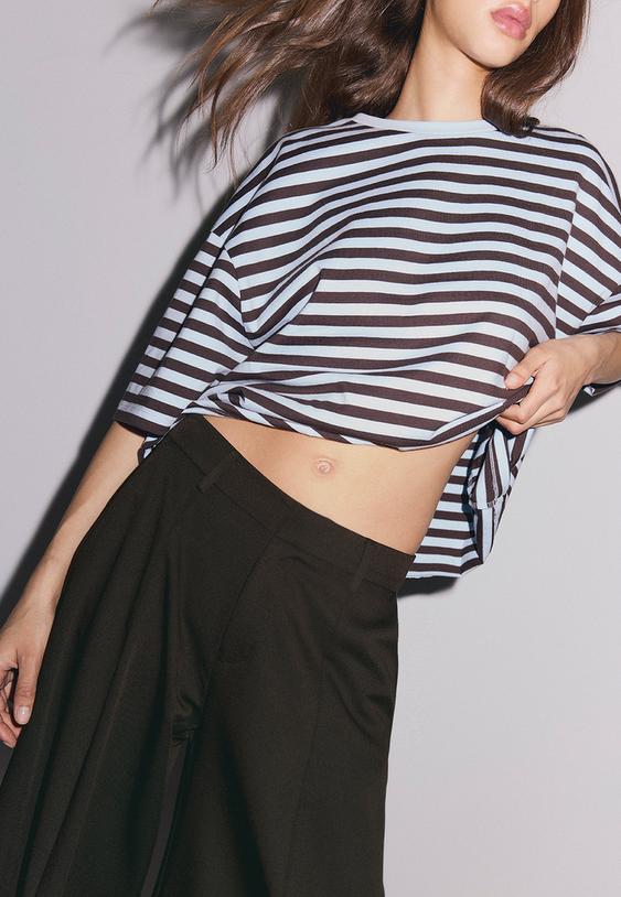 Stradivarius Smart Baggy Trousers With Seam Detail Brown 12