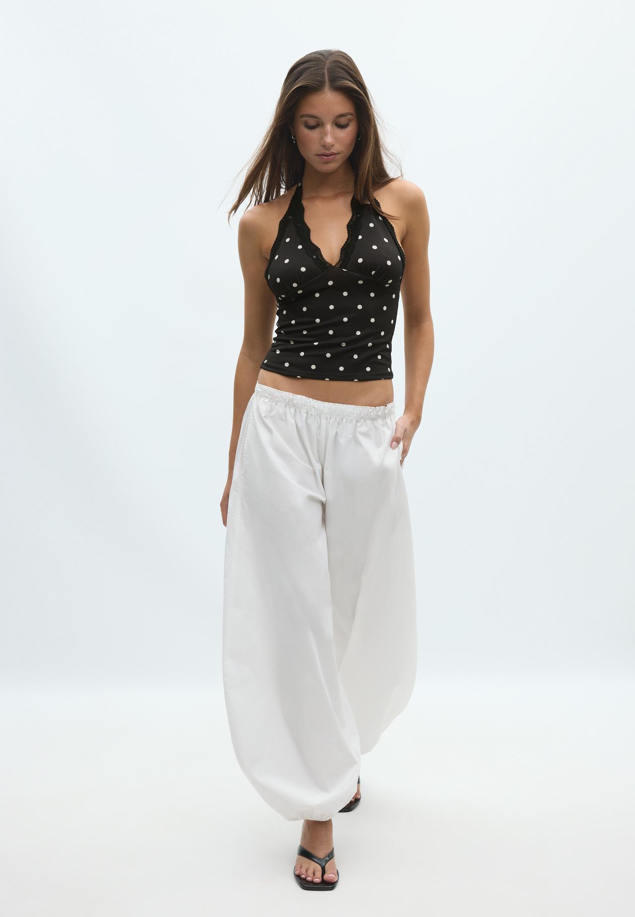 Lace halter top — GREY DENIM WASH