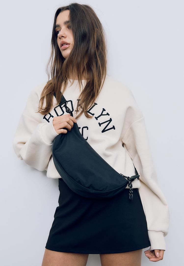 fabric crossbody moon bag