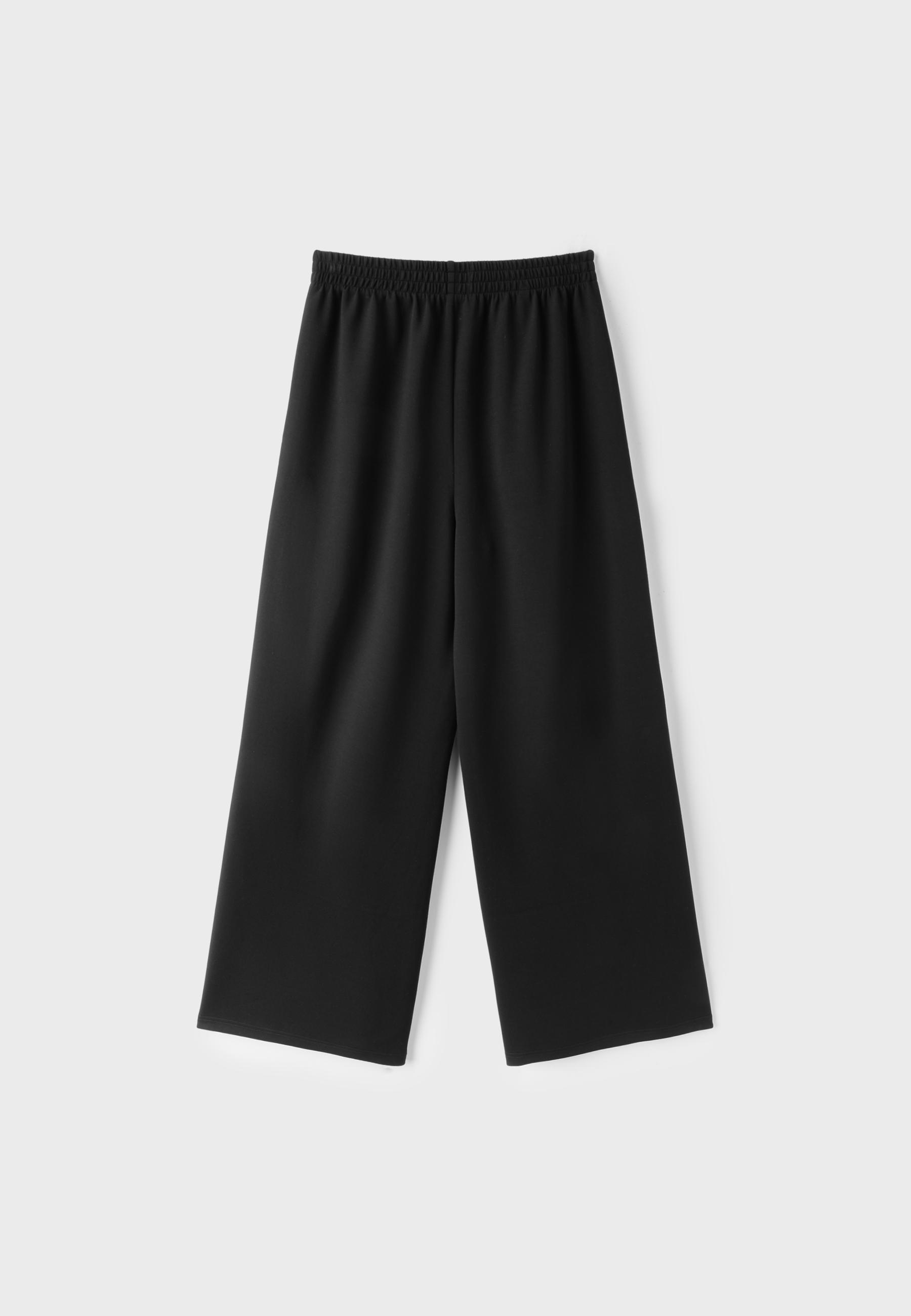Soft-touch wide-leg jogger trousers with side band — Black