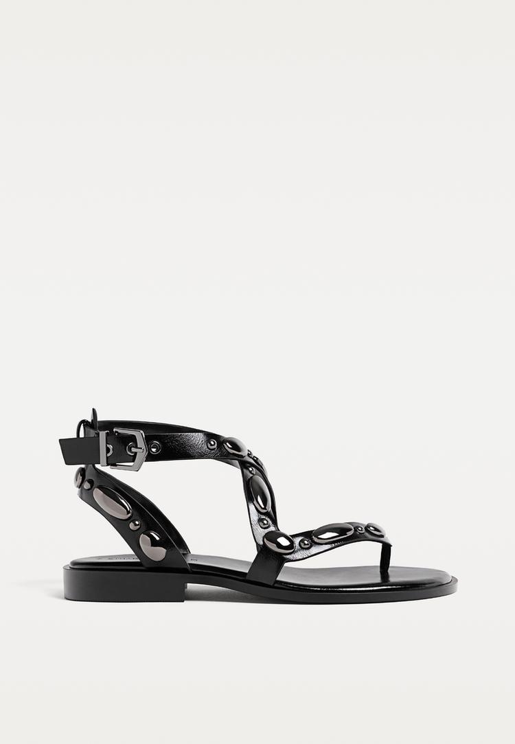 sandalias planas metaleria
