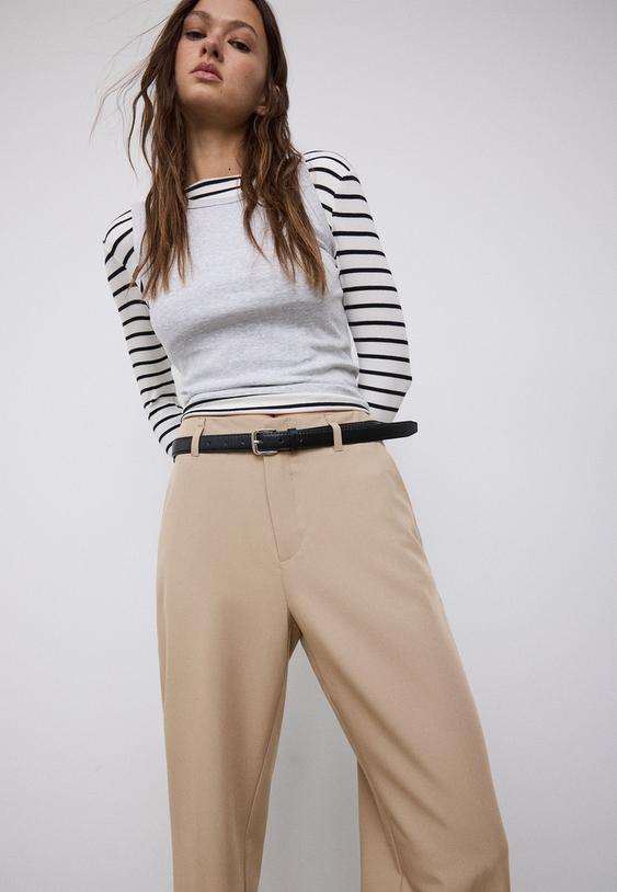 pantalon fluido recto vestir cinturon