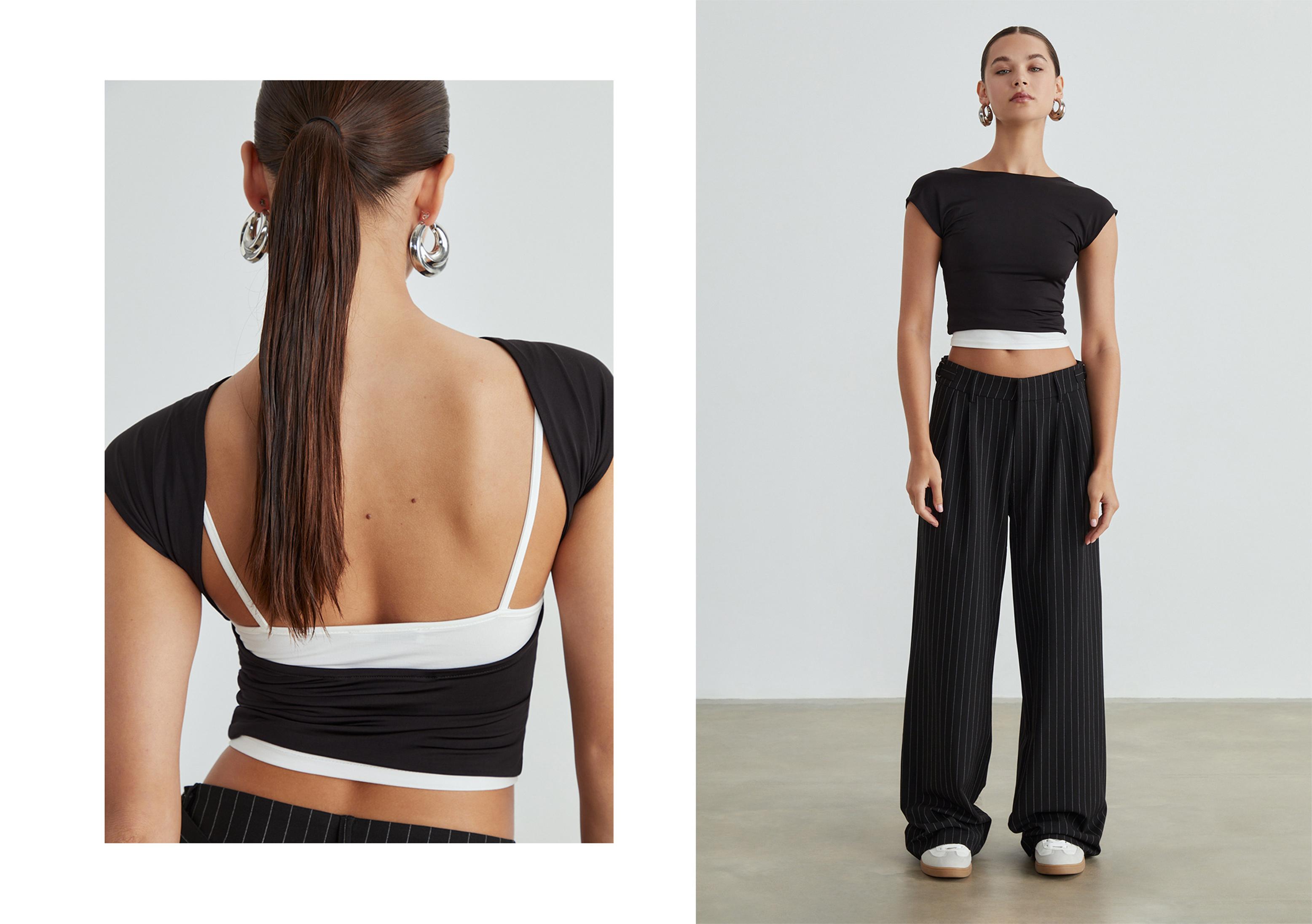 Open-back T-shirt — Black