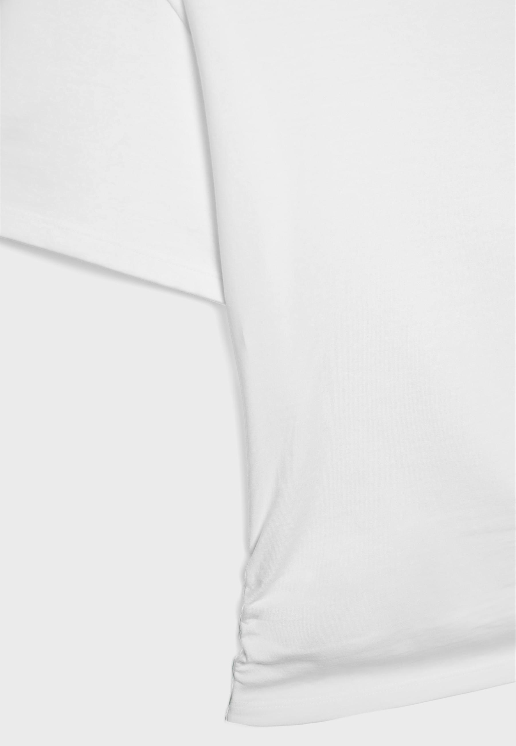 Short sleeve boat neck T-shirt with gathers — White