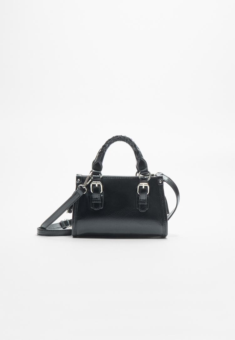 Stradivarius Kabelka Přes Rameno Se Splétaným Popruhem Black Os