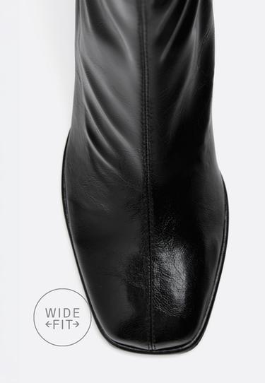WIDE-LEG. Basic mid-heel ankle boots — BLACK  4