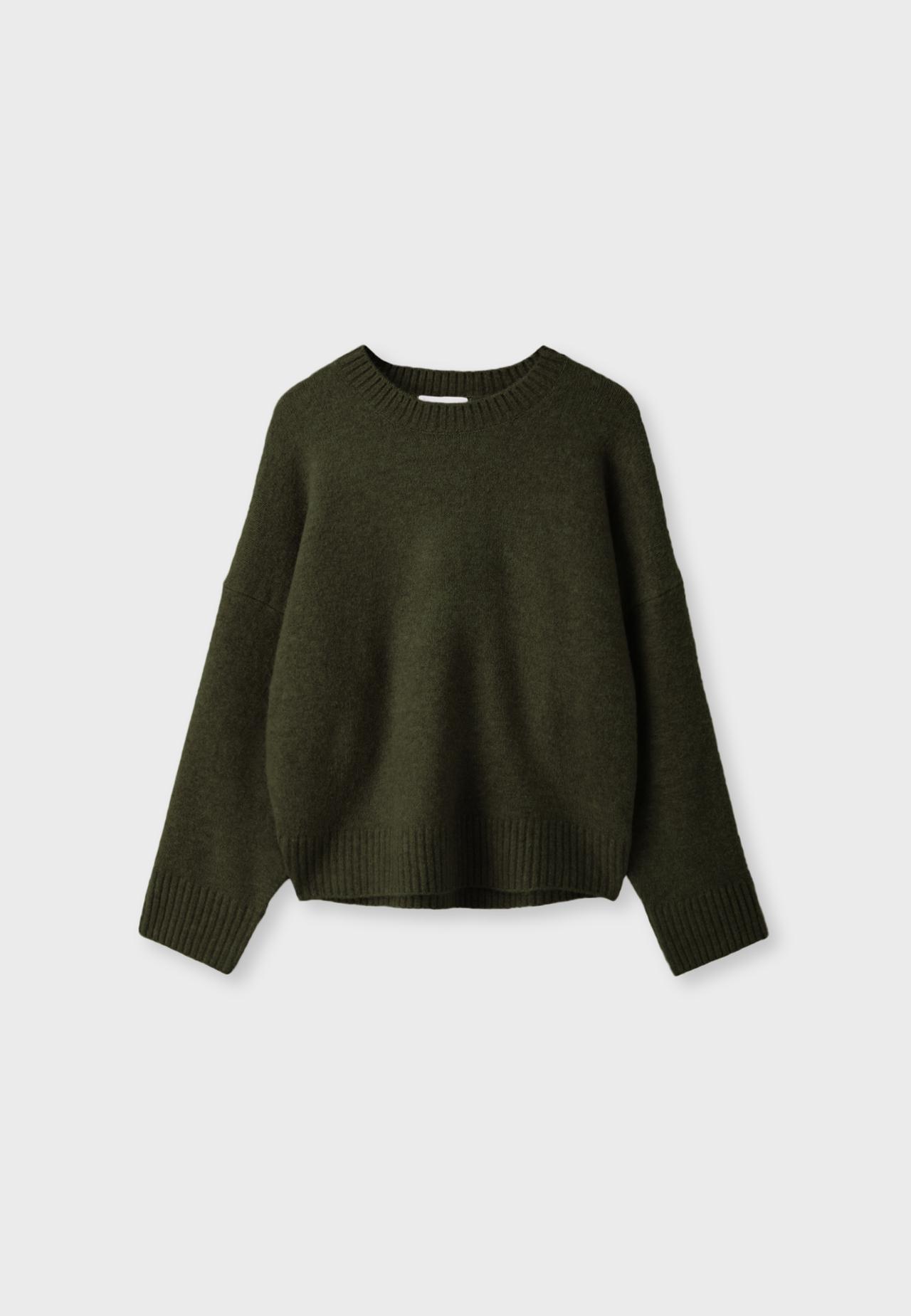 Soft-touch basic knit jumper — Khaki