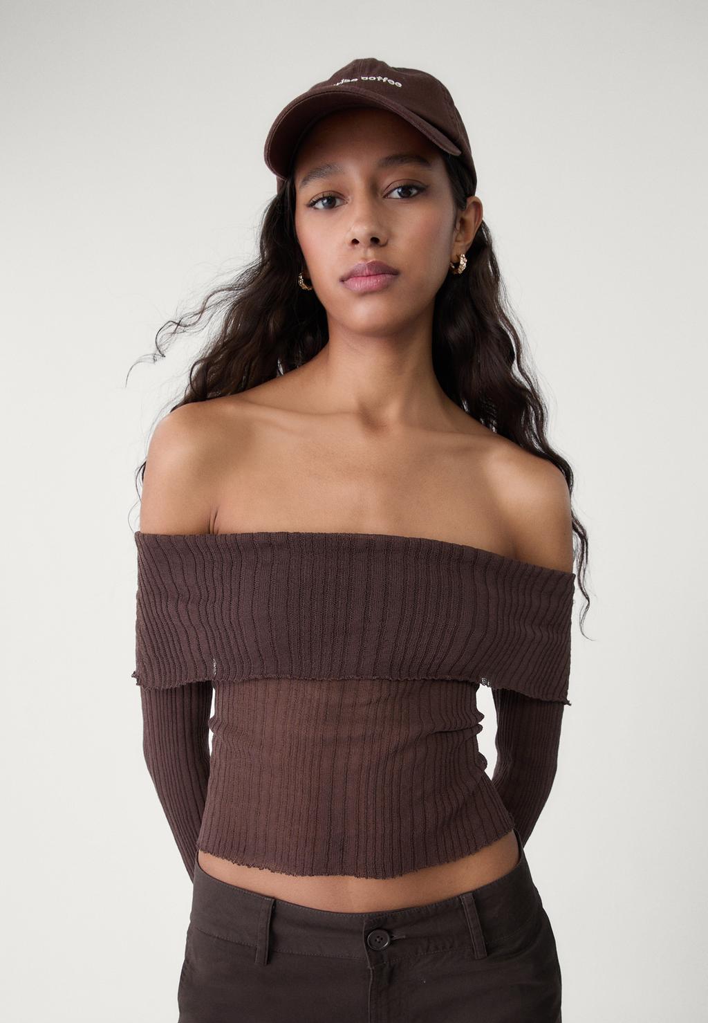 Sweater with a bardot neckline