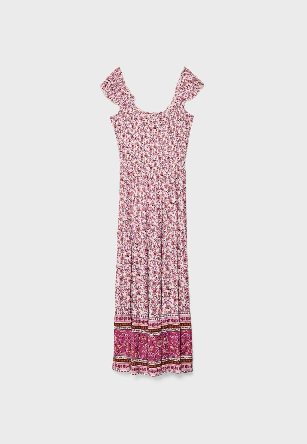 Langes, fließendes Kleid mit Print
