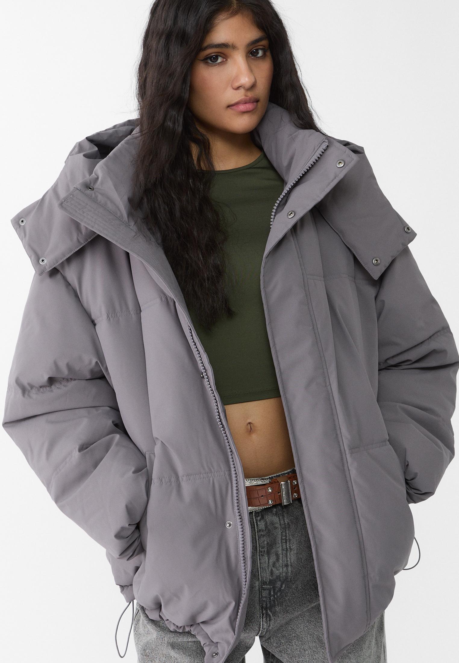 Oversize hooded puffer jacket - Women's fashion