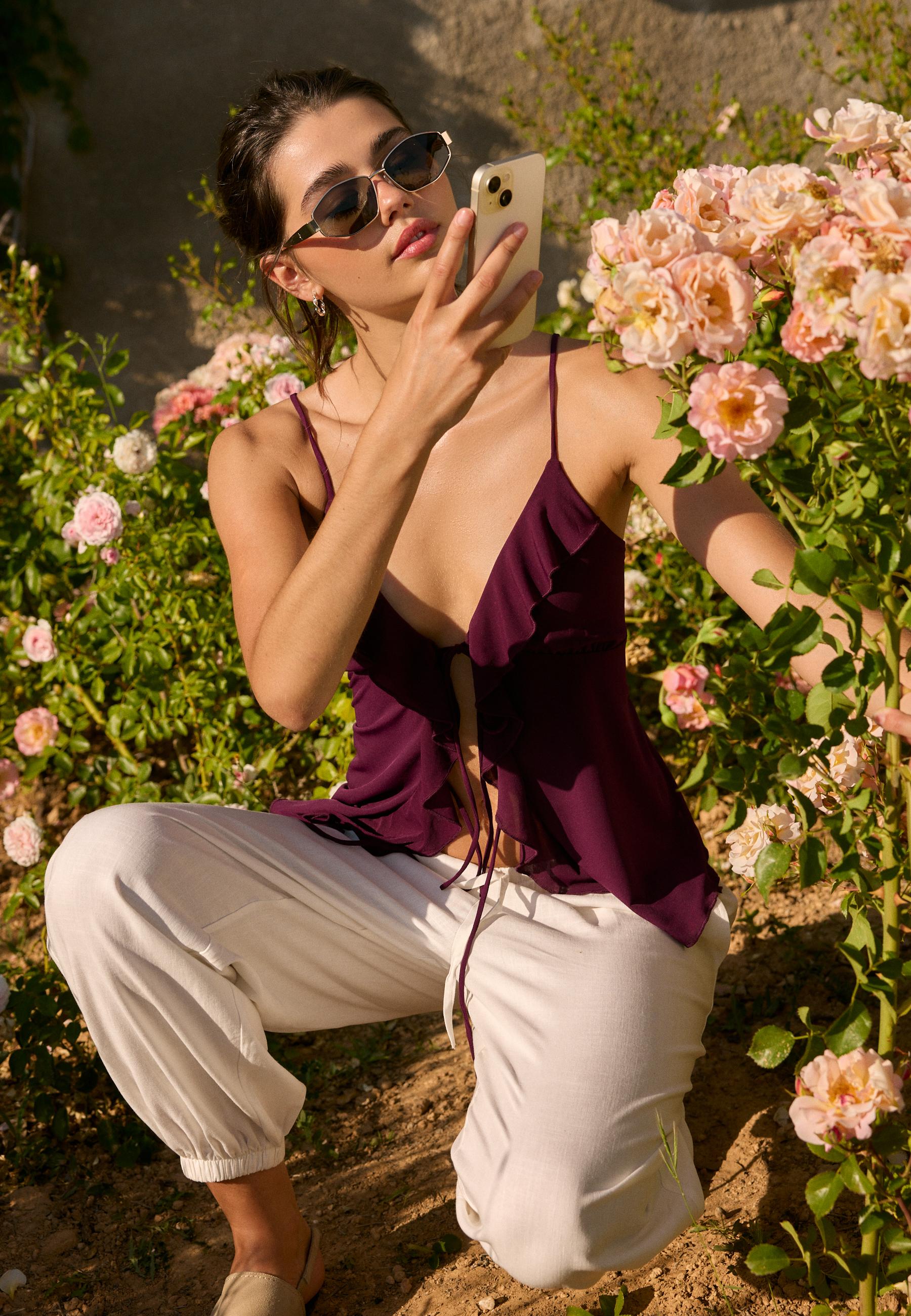 Square metal sunglasses — Brown